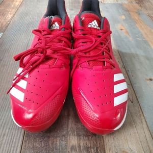 Adidas red metal baseball cleats